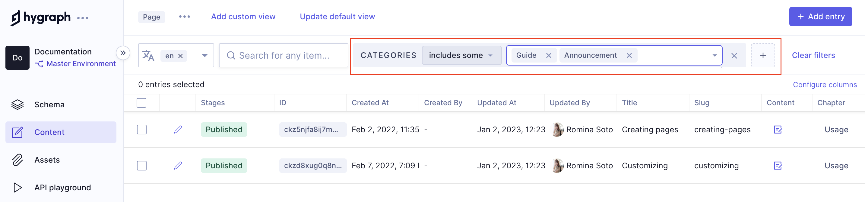 Multi-value enum filtering